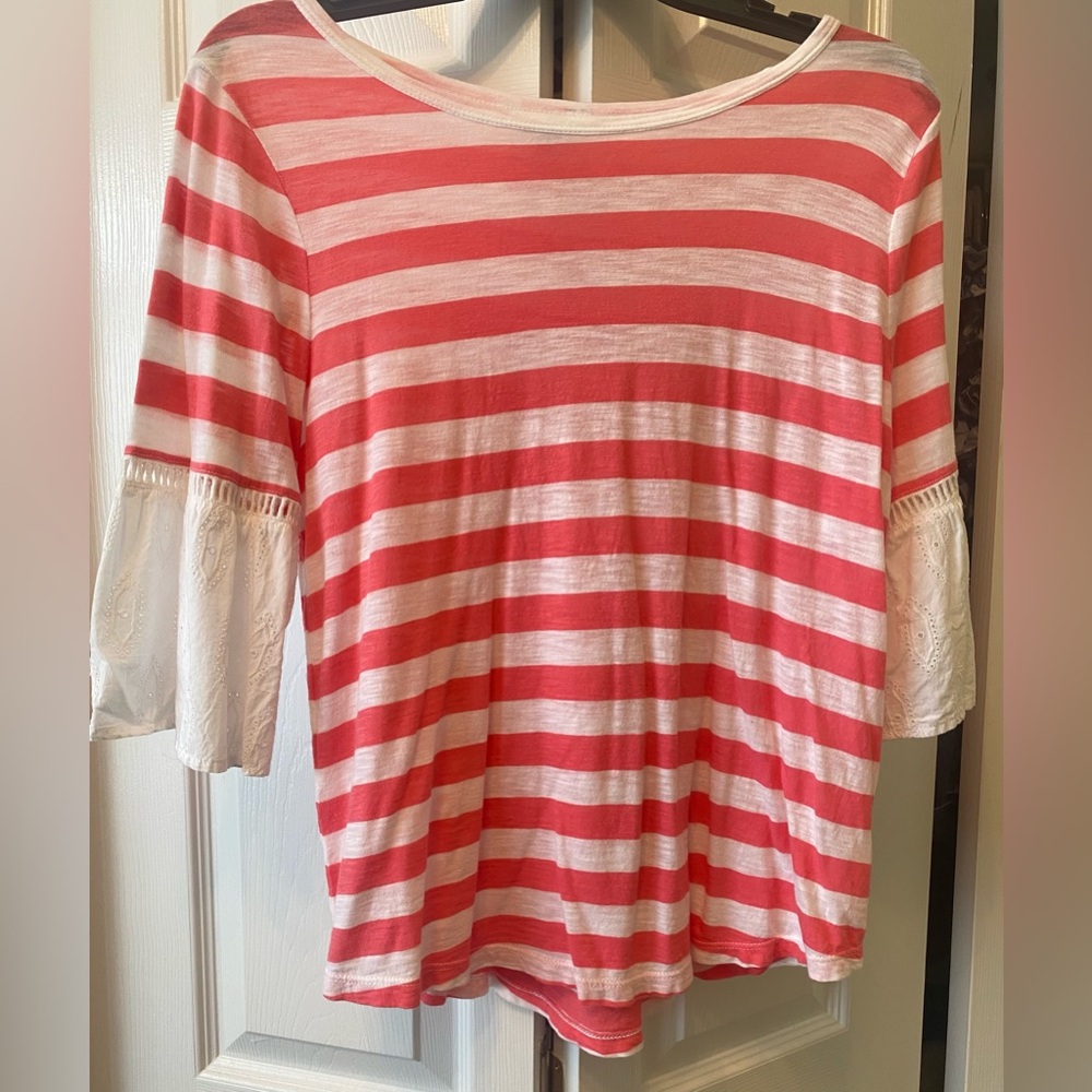 Crown and Ivy pink striped shirt